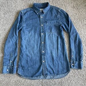 Buck Mason One Pocket Denim Button Up Long Sleeve Shirt
